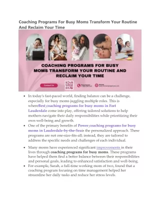 coaching programs for busy moms transform your
