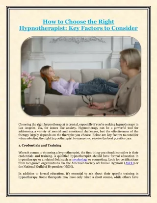 How to Choose the Right Hypnotherapist - Westside Hypnotherapy