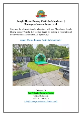 Jungle Theme Bouncy Castle In Manchester | Bouncycastlesmanchester.co.uk