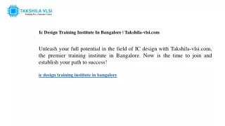 ic design training institute in bangalore