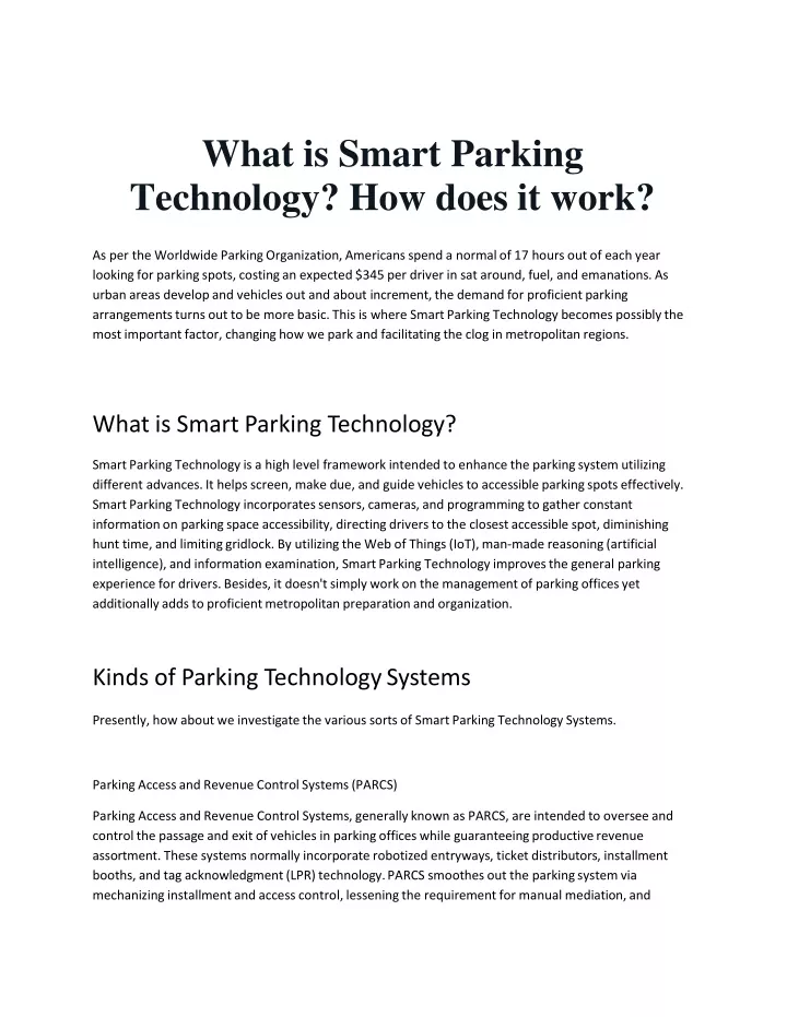 what is smart parking technology how does it work