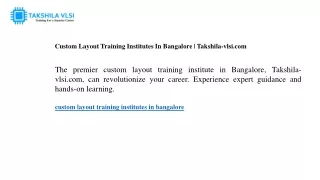 custom layout training institutes in bangalore