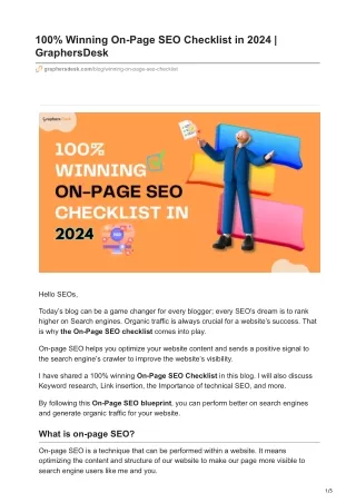 100 Winning On-Page SEO Checklist in 2024