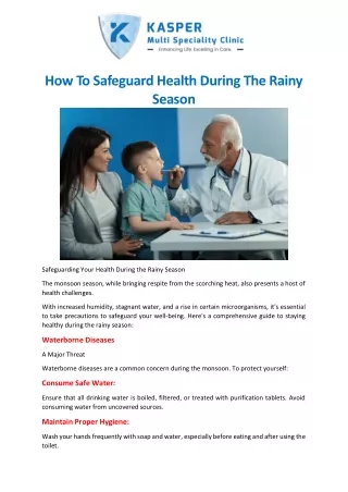 How to safeguard health during the rainy season