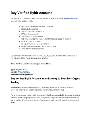 6 Ways Buy Verified Bybit Account Can Make You Success