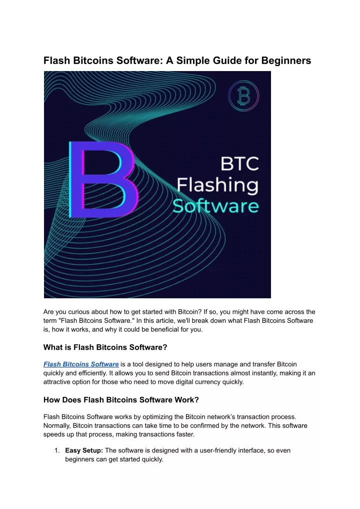 flash bitcoins software a simple guide