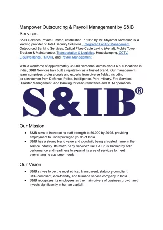 Manpower Outsourcing & Payroll Management by S&IB