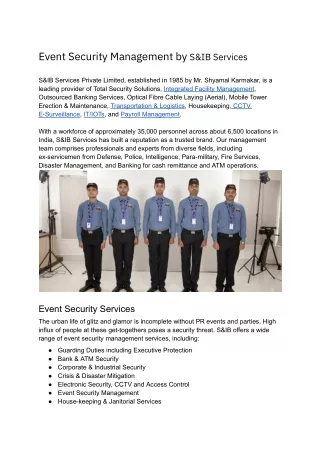 Event Security Management by S&IB Services