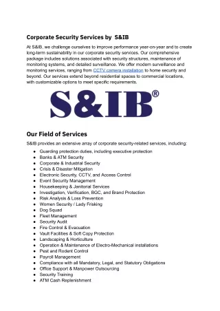 Corporate Security Services by S&IB