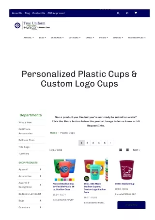 TrueUniform Offers Customizable Plastic Mugs and Cups