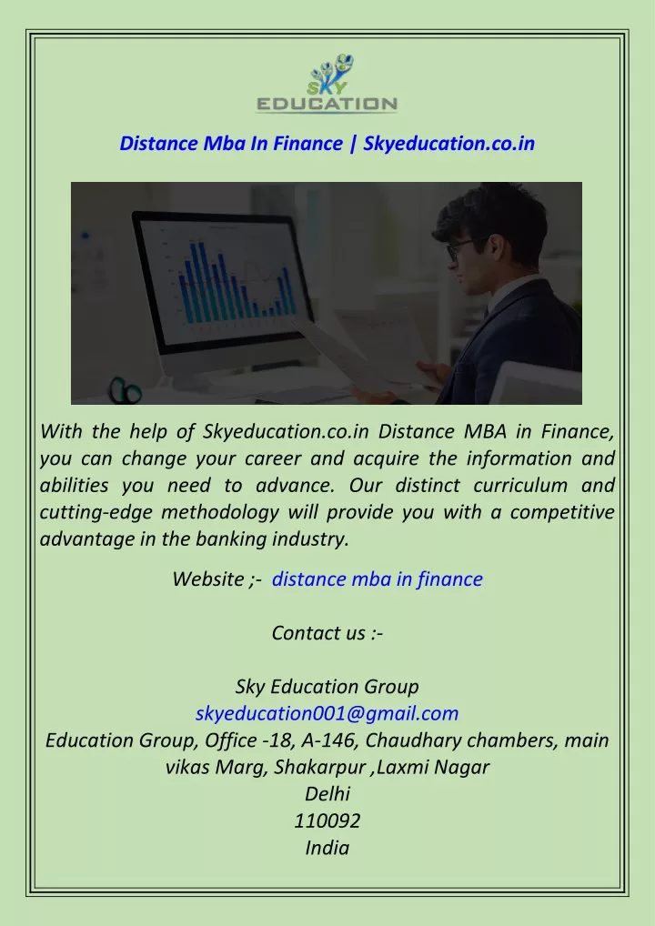 distance mba in finance skyeducation co in