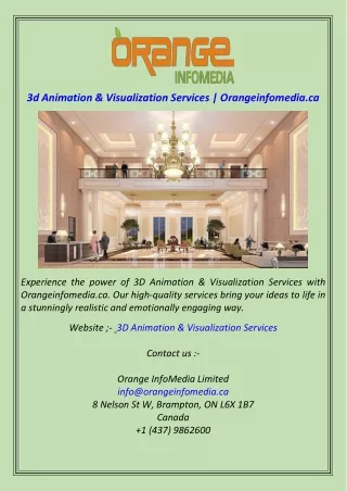 3d Animation & Visualization Services  Orangeinfomedia.ca