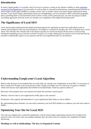 Gaining at Local S.e.o: Approaches to Outrank Your Competitions in Digital Marke