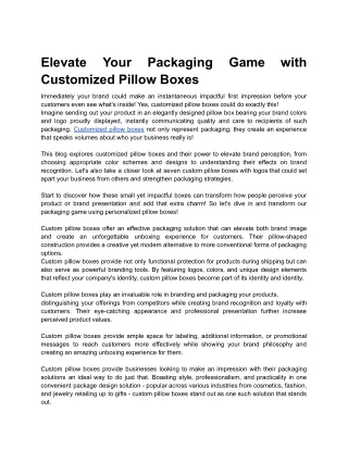 elevate customized pillow boxes