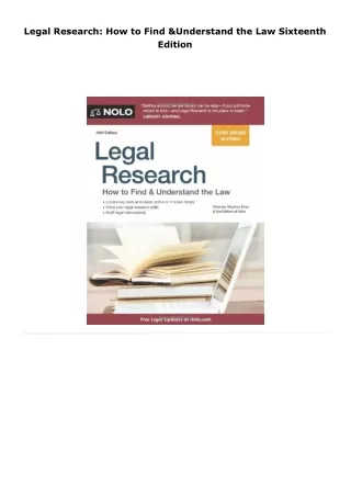 read legal research: how to find & understand the law     sixteenth ed