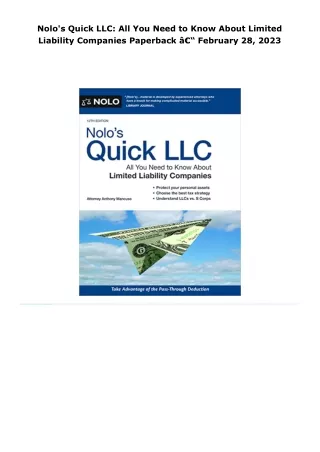 read nolo's quick llc: all you need to know about limited liability co