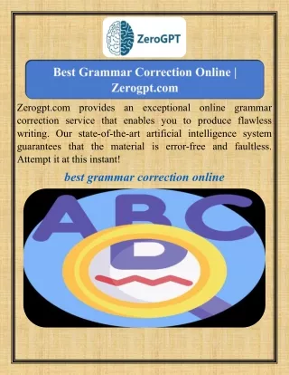 Best Grammar Correction Online   Zerogpt.com