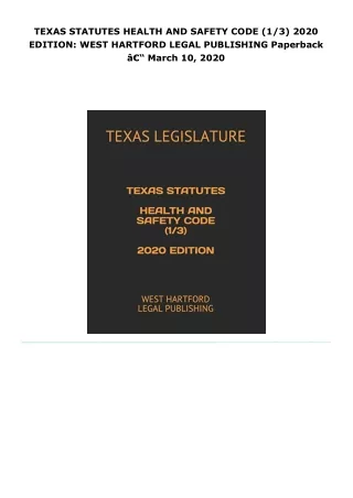 read texas statutes health and safety code (1/3) 2020 edition: west ha