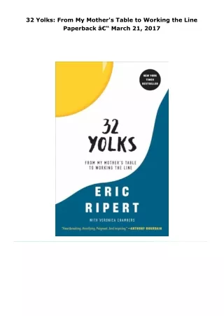 read 32 yolks: from my mother's table to working the line     paperbac