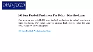 100 Sure Football Predictions For Today  Dino-fixed.com