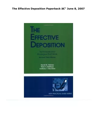 read the effective deposition     paperback â€“ june 8, 2007