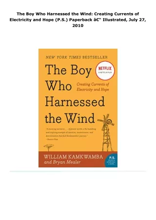 read the boy who harnessed the wind: creating currents of electricity