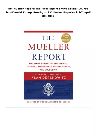 read the mueller report: the final report of the special counsel into