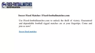 Soccer Fixed Matches  Fixed-footballmatches.com