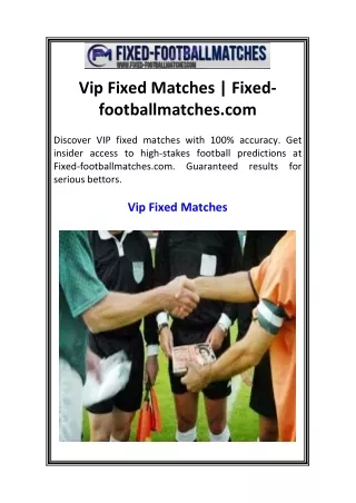 Vip Fixed Matches  Fixed-footballmatches.com