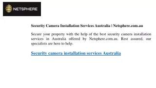 Security Camera Installation Services Australia  Netsphere.com.au