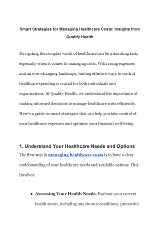 Smart Strategies for Managing Healthcare Costs_ Insights from Qualify Health