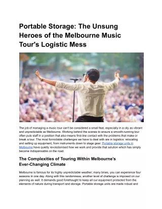 Portable Storage: The Unsung Heroes of the Melbourne Music Tour's Logistic Mess