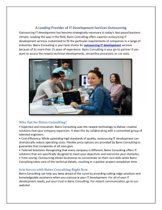 A Leading Provider of IT Development Services Outsourcing