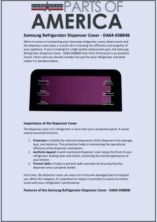 Samsung Refrigerator Dispenser Cover - DA64-03884B