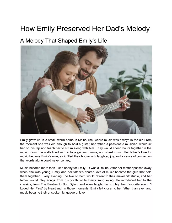 how emily preserved her dad s melody