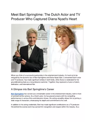 Meet Bart Springtime_ The Dutch Actor and TV Producer Who Captured Diana Nyad's Heart