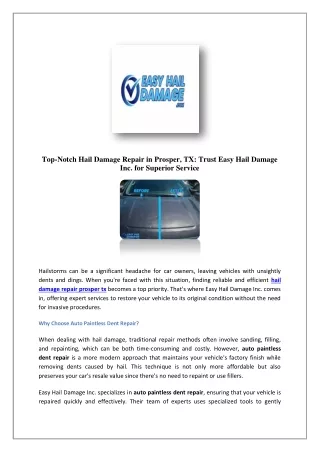 Dent Removal Fort Worth | Easy Dent Removal