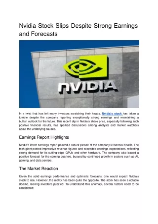 Nvidia Stock Slips Despite Strong Earnings and Forecasts