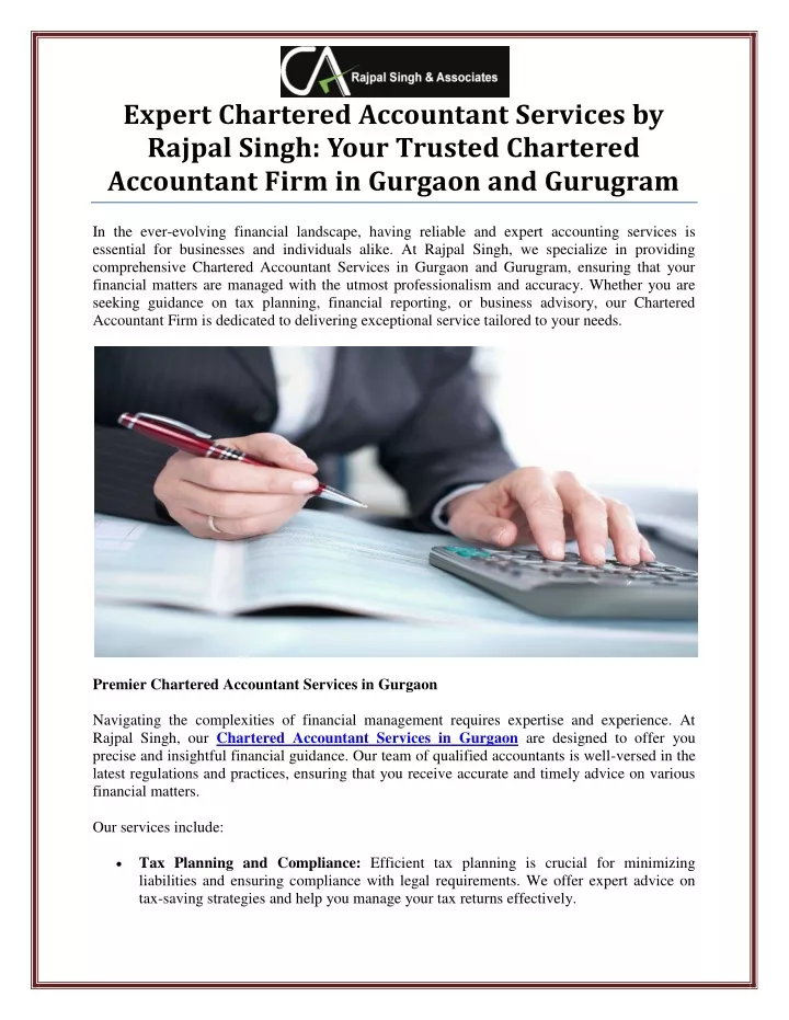 expert chartered accountant services by rajpal