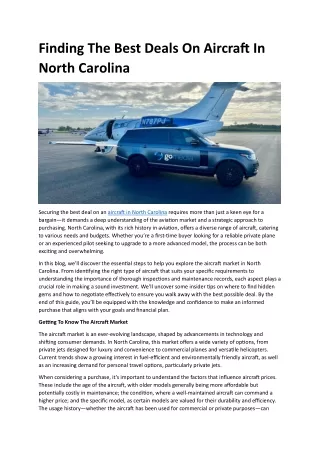 Finding The Best Deals On Aircraft In North Carolina