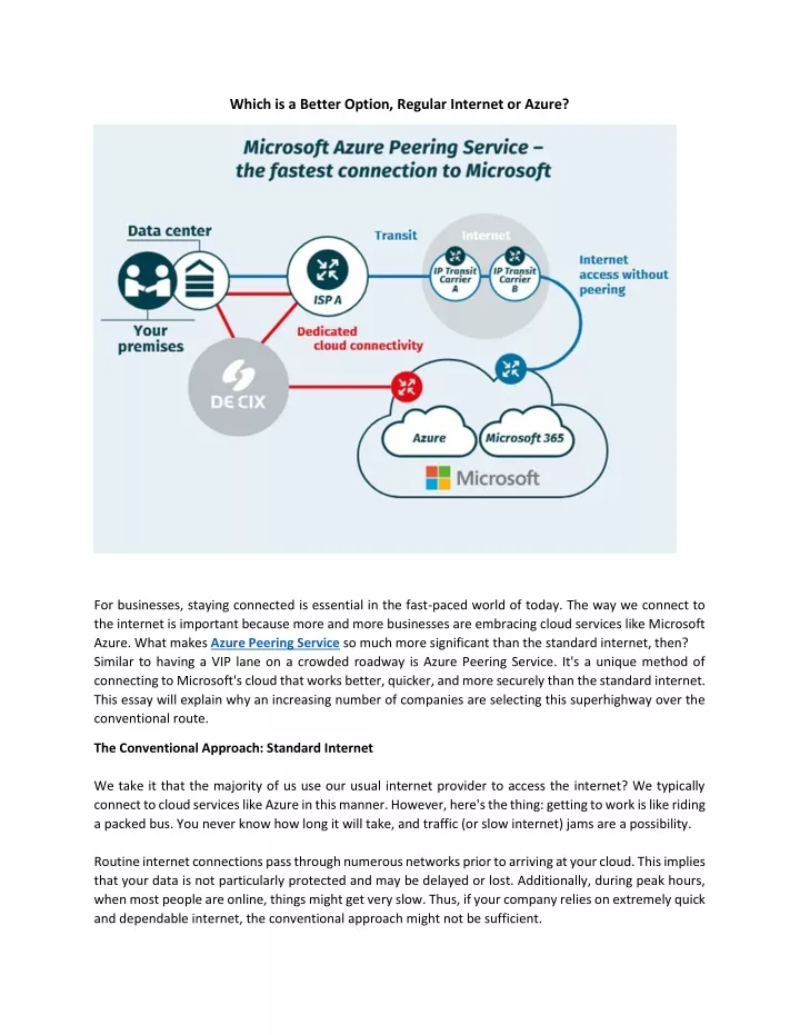 which is a better option regular internet or azure