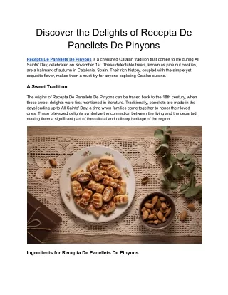 Discover the Delights of Recepta De Panellets De Pinyons