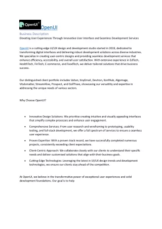OpenUIOpenUI - Transforming User Experiences with Innovative Interfaces and Effo