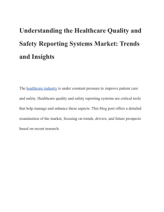 understanding the healthcare quality and