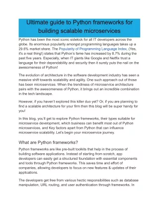Ultimate guide to Python frameworks for building scalable microservices