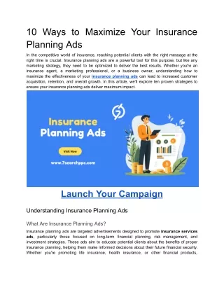 10 Ways to Maximize Your Insurance Planning Ads