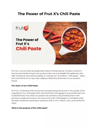 The Power of Frut X’s Chili Paste