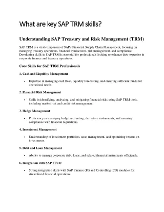 What are key SAP TRM Skills?