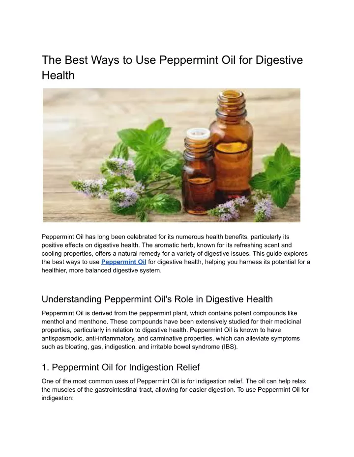 the best ways to use peppermint oil for digestive