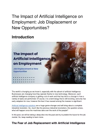 The Impact of Artificial Intelligence on Employment_ Job Displacement or New Opportunities